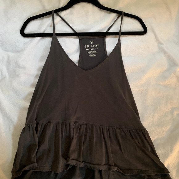 American Eagle Baby Doll Style Grey Tank Top - Picture 1 of 4